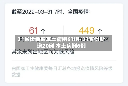 31省份新增本土病例61例/31省份新增20例 本土病例6例-第3张图片