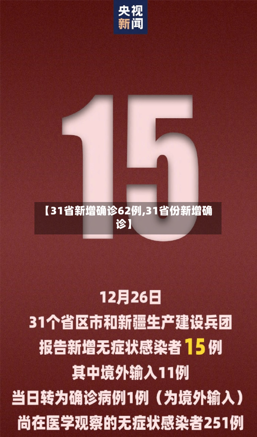 【31省新增确诊62例,31省份新增确诊】