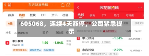 605068，连续4天涨停	，公司紧急提示-第2张图片
