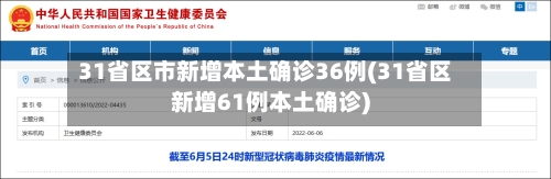 31省区市新增本土确诊36例(31省区新增61例本土确诊)