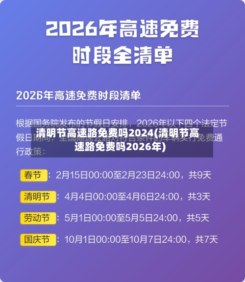 清明节高速路免费吗2024(清明节高速路免费吗2026年)