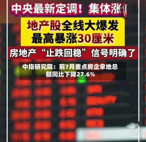 中指研究院：前7月重点房企拿地总额同比下降27.6%-第2张图片