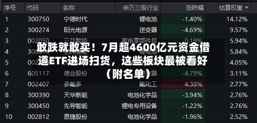 敢跌就敢买！7月超4600亿元资金借道ETF进场扫货，这些板块最被看好（附名单）