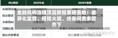 金融机构治理顶层新规重磅落地：差异化监管、搭防火墙、终身问责多管齐下-第2张图片