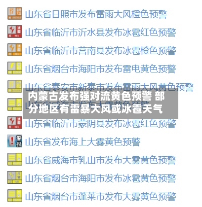 内蒙古发布强对流黄色预警 部分地区有雷暴大风或冰雹天气