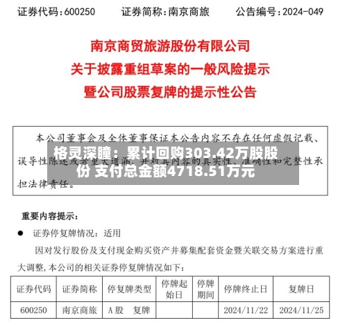 格灵深瞳：累计回购303.42万股股份 支付总金额4718.51万元