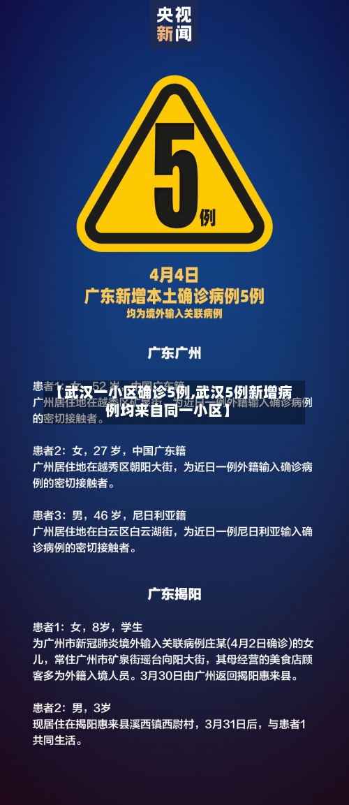 【武汉一小区确诊5例,武汉5例新增病例均来自同一小区】
