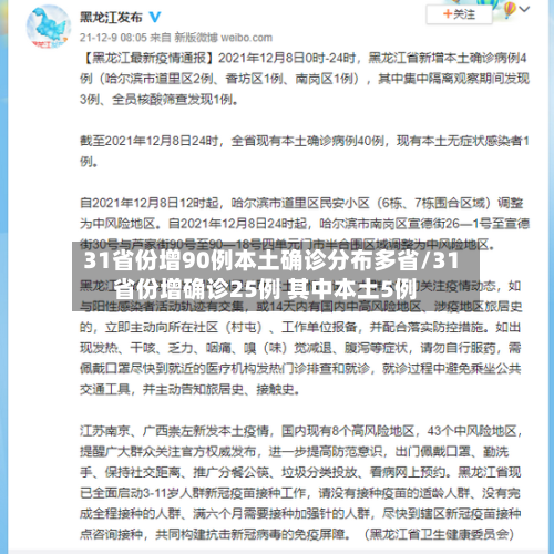 31省份增90例本土确诊分布多省/31省份增确诊25例 其中本土5例