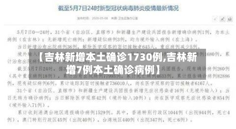 【吉林新增本土确诊1730例,吉林新增7例本土确诊病例】