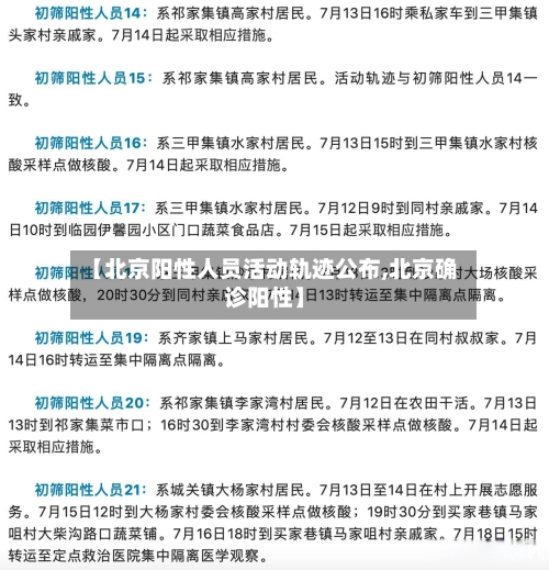 【北京阳性人员活动轨迹公布,北京确诊阳性】