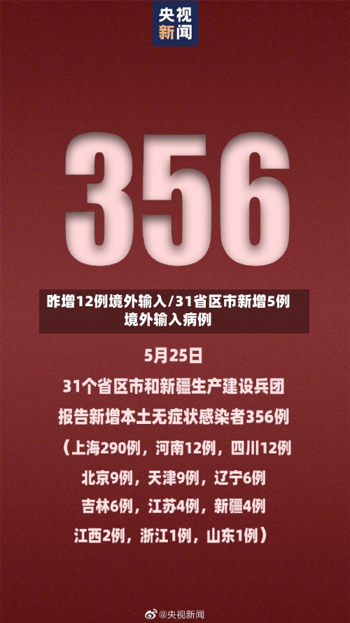 昨增12例境外输入/31省区市新增5例境外输入病例
