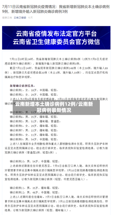 云南新增本土确诊病例12例/云南新冠病例最新情况-第2张图片