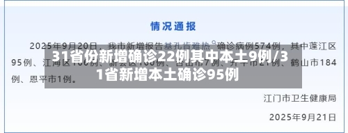 31省份新增确诊22例其中本土9例/31省新增本土确诊95例