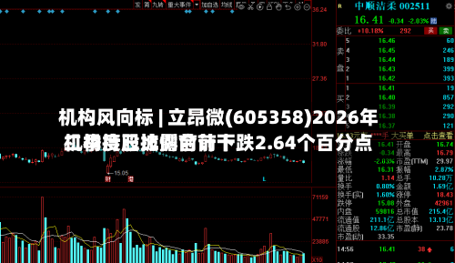 机构风向标 | 立昂微(605358)2026年二季度已披露前前十机构持股比例合计下跌2.64个百分点