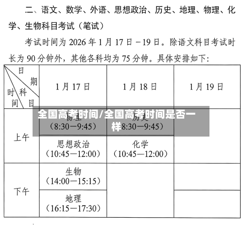 全国高考时间/全国高考时间是否一样