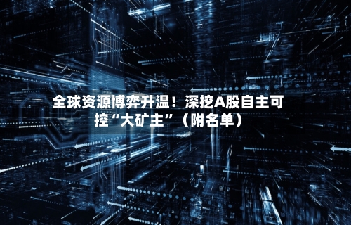 全球资源博弈升温！深挖A股自主可控“大矿主”（附名单）