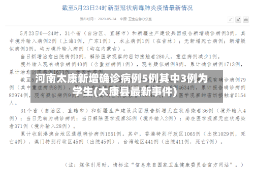 河南太康新增确诊病例5例其中3例为学生(太康县最新事件)