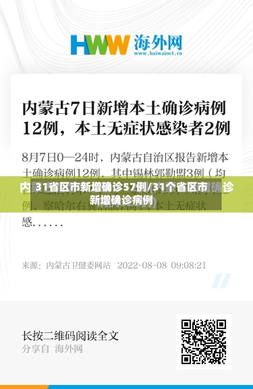 31省区市新增确诊57例/31个省区市新增确诊病例