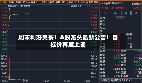 周末利好突袭！A股龙头最新公告！目标价再度上调