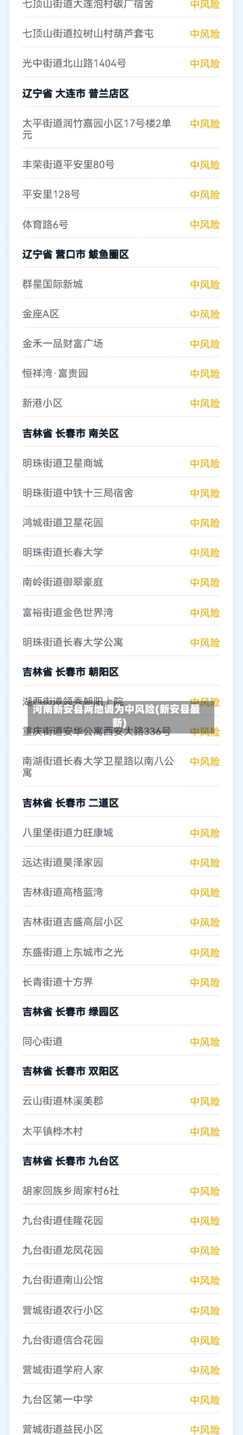 河南新安县两地调为中风险(新安县最新)