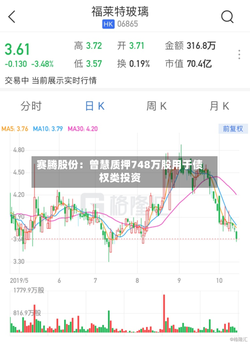 赛腾股份：曾慧质押748万股用于债权类投资