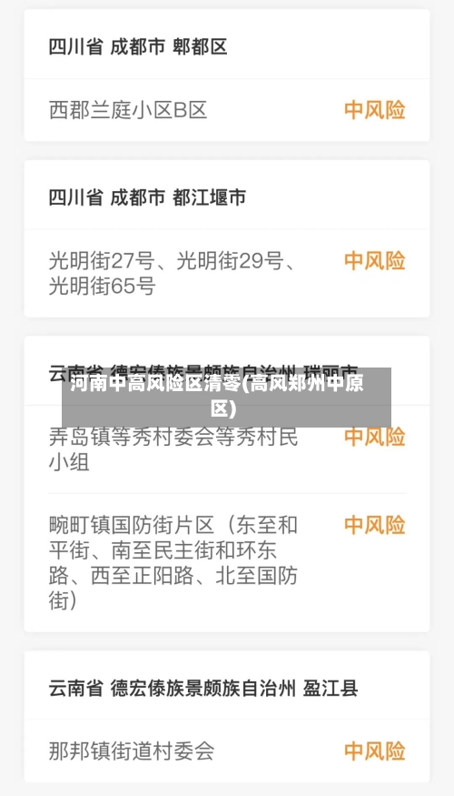 河南中高风险区清零(高风郑州中原区)