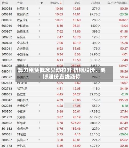 算力租赁概念异动拉升 杭钢股份、鸿博股份直线涨停-第2张图片