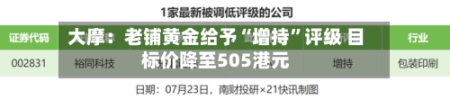 大摩：老铺黄金给予“增持	”评级 目标价降至505港元-第3张图片