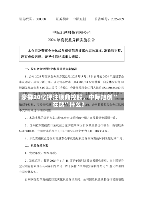 豪掷20亿押注鹏鼎控股，中际旭创“在赌”什么？