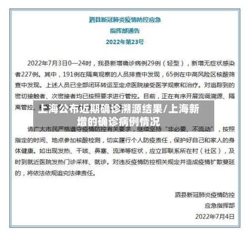 上海公布近期确诊溯源结果/上海新增的确诊病例情况-第2张图片