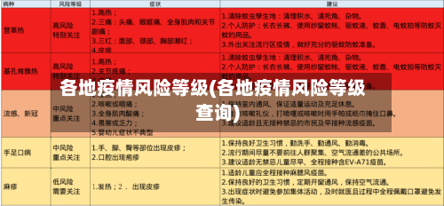 各地疫情风险等级(各地疫情风险等级查询)