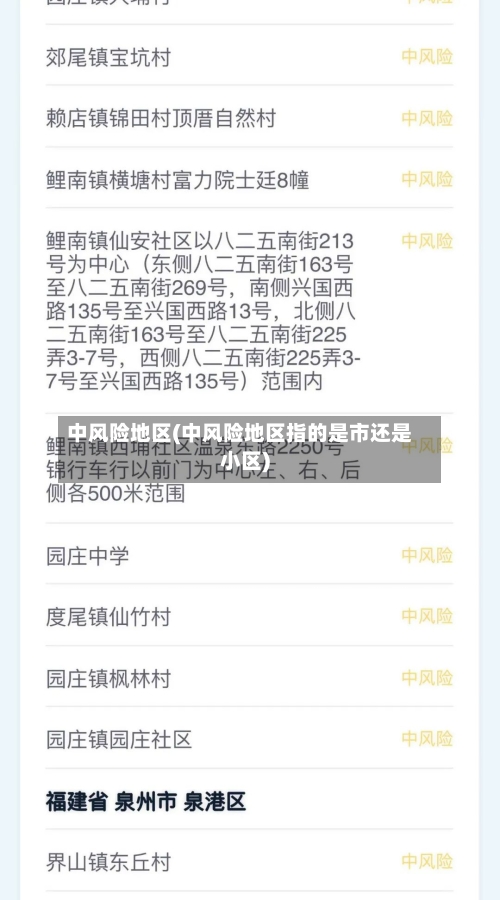 中风险地区(中风险地区指的是市还是小区)