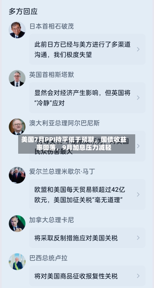 美国7月PPI持平低于预期	，国债收益率回落，9月加息压力减轻-第2张图片
