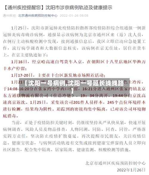 【沈阳一号病例,沈阳一号延长线线路】-第2张图片
