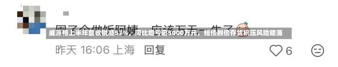 威派格上半年营收锐减57%	，同比增亏逾5000万元，短债翻倍存货积压风险暗涌-第3张图片