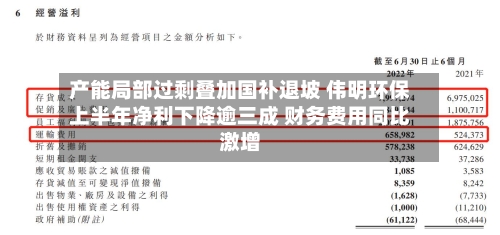 产能局部过剩叠加国补退坡 伟明环保上半年净利下降逾三成 财务费用同比激增