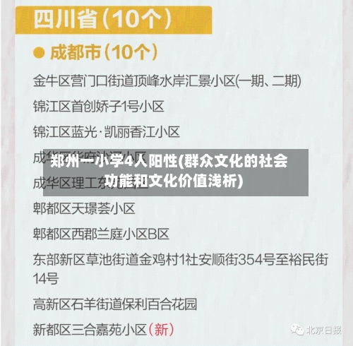 郑州一小学4人阳性(群众文化的社会功能和文化价值浅析)