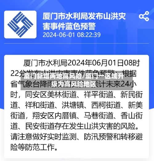 厦门新增两地高风险/厦门一区域升级为高风险地区