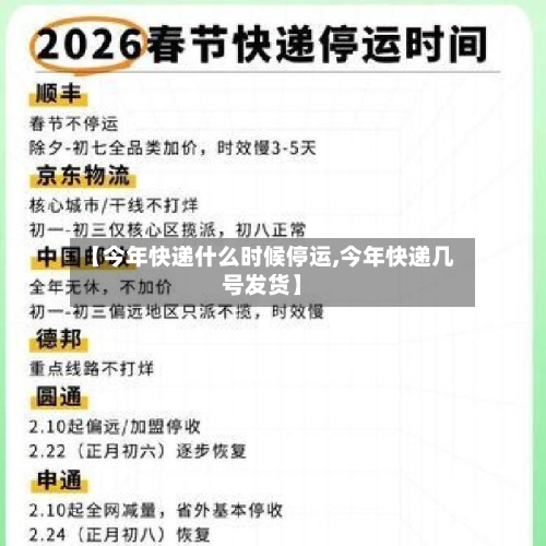 【今年快递什么时候停运,今年快递几号发货】-第2张图片