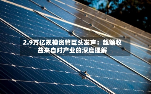 2.9万亿规模资管巨头发声：超额收益来自对产业的深度理解