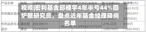 视频|宏利基金邱楠宇4年半亏44%回炉做研究员，盘点近年基金经理降岗名单-第2张图片