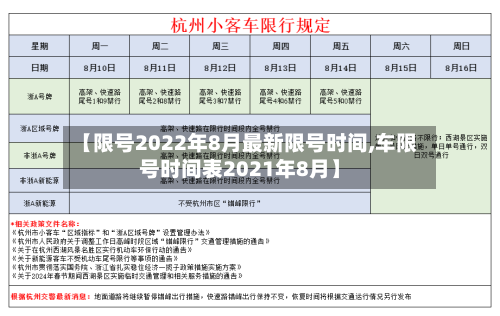 【限号2022年8月最新限号时间,车限号时间表2021年8月】