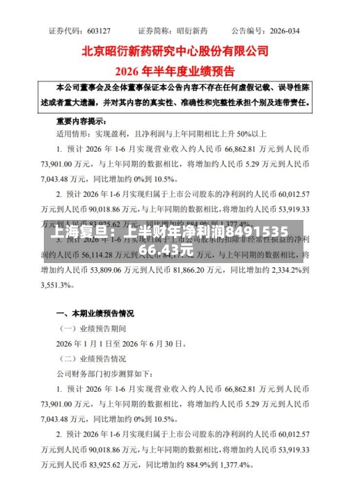 上海复旦：上半财年净利润849153566.43元-第2张图片