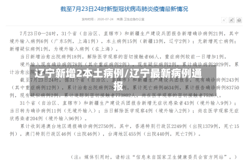 辽宁新增2本土病例/辽宁最新病例通报