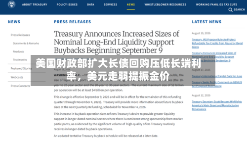 美国财政部扩大长债回购压低长端利率，美元走弱提振金价