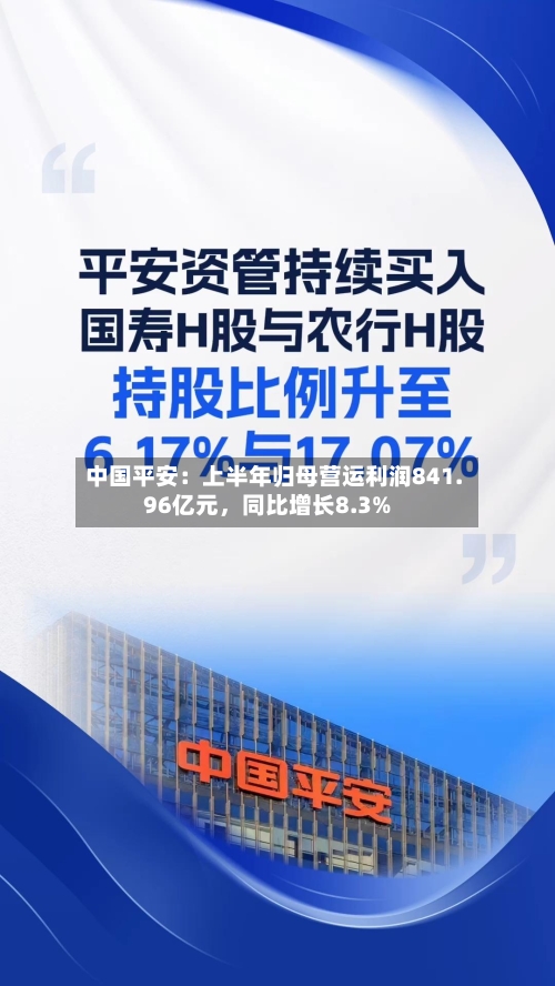 中国平安：上半年归母营运利润841.96亿元，同比增长8.3%