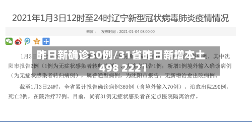 昨日新确诊30例/31省昨日新增本土498 2221