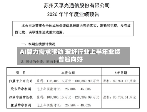 AI算力需求驱动 玻纤行业上半年业绩普遍向好-第3张图片