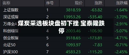 煤炭采选板块盘初下挫 宝泰隆跌停