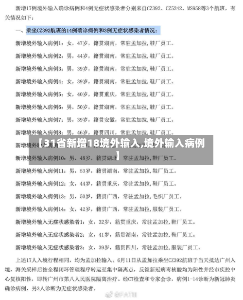 【31省新增18境外输入,境外输入病例】-第2张图片